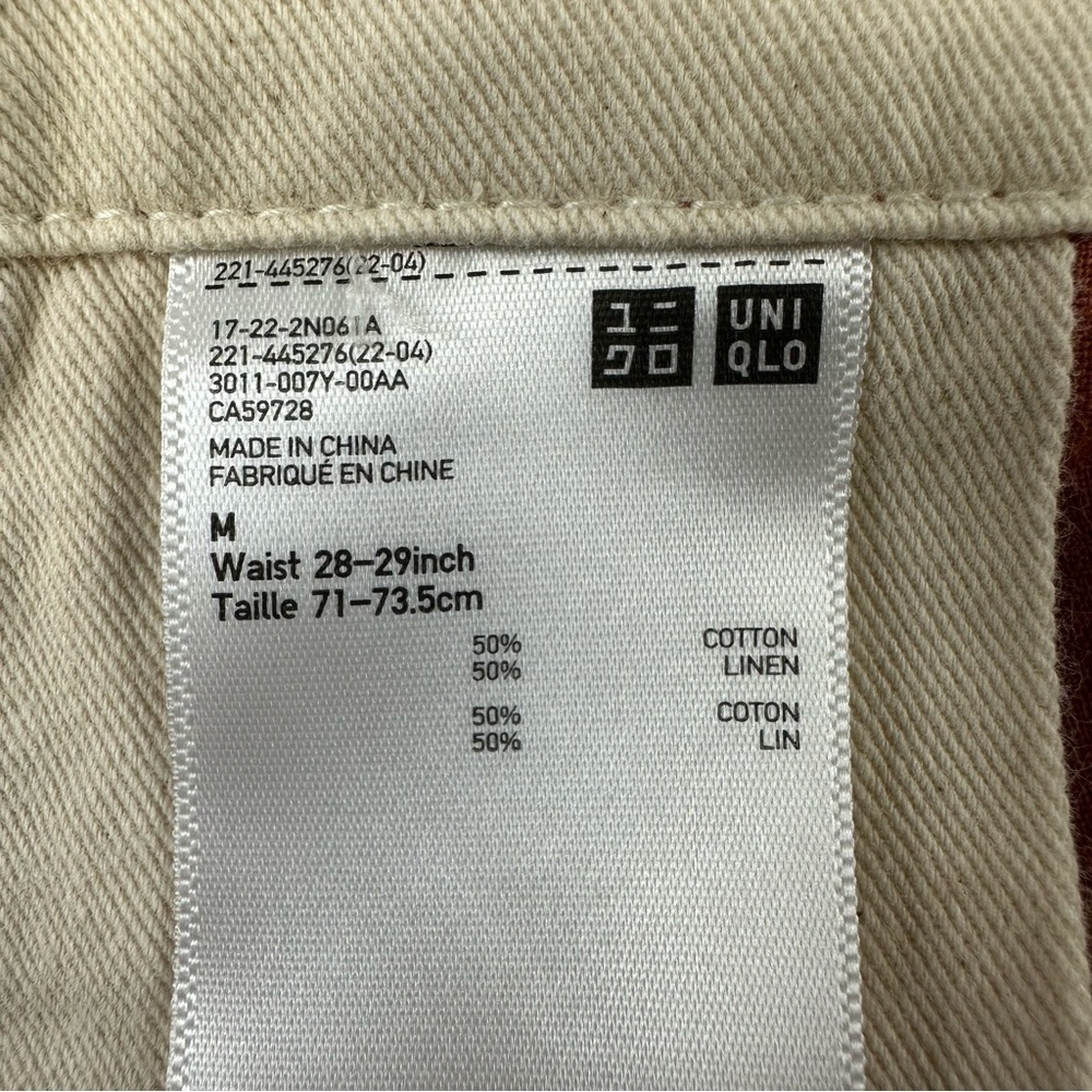 Uniqlo LINEN COTTON TAPERED womens PANTS terracotta orange 28-29 - Picture 2 of 13